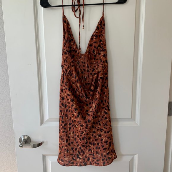 NWT Free People Halter Animal Print Slip Dress - Picture 10 of 13